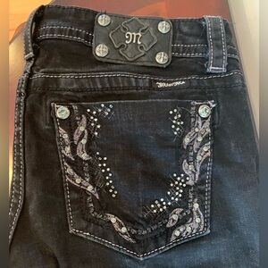 Miss Me Black Jeans with Silver Embellishments